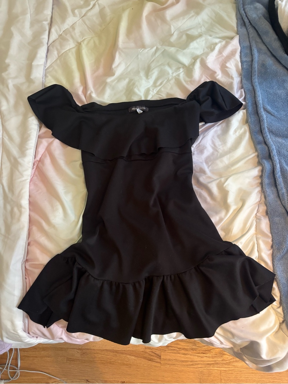 Off-Shoulder Black Ruffle Dress